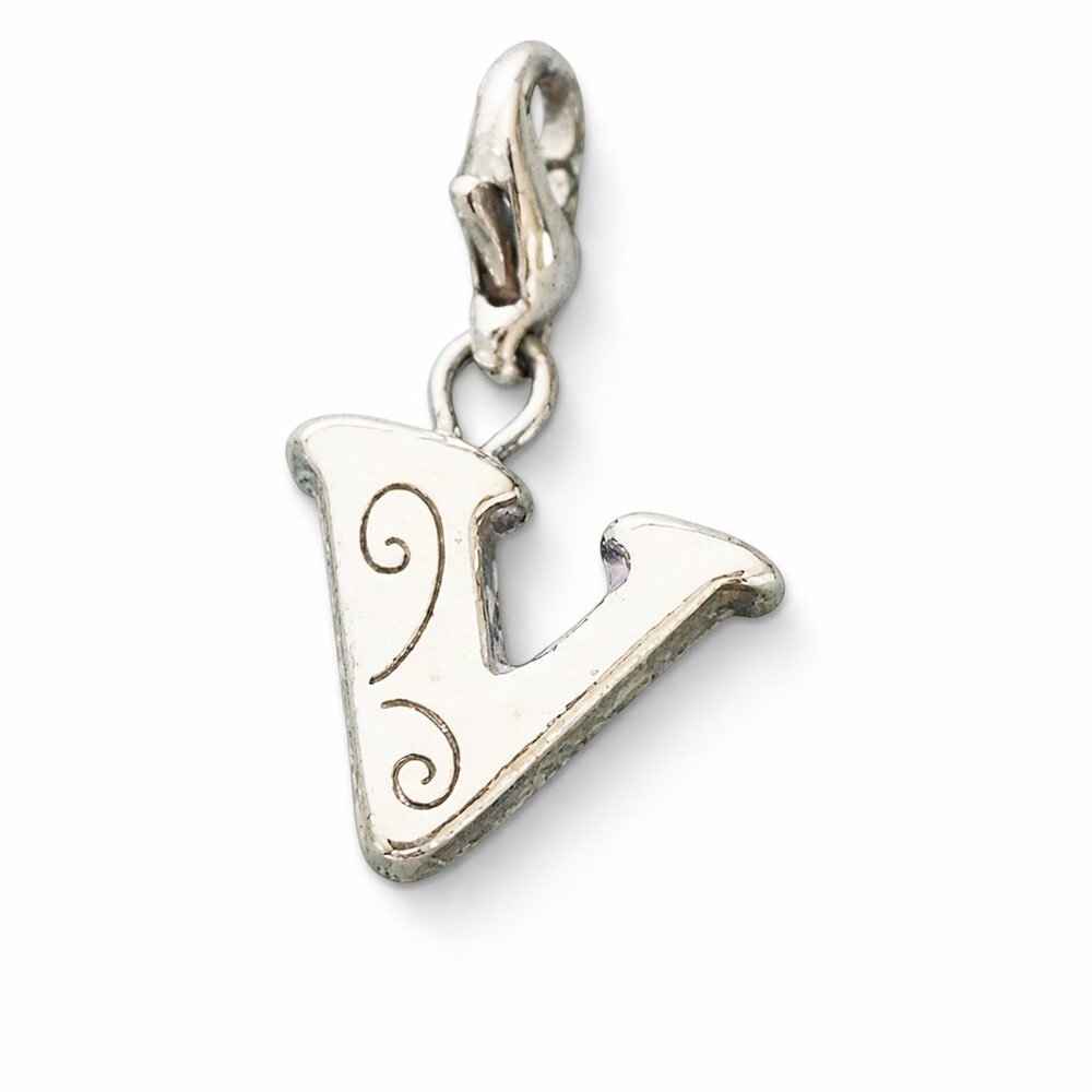 Brighton Initially Yours “V” Alphabet Charm Silver Initial Pendant Bracelet